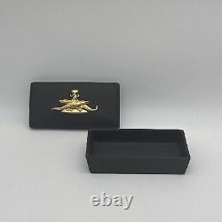 Vintage Wedgwood Black Basalt Jasperware Gilded Egyptian Motif Trinket Box