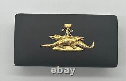 Vintage Wedgwood Black Basalt Jasperware Gilded Egyptian Motif Trinket Box