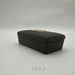 Vintage Wedgwood Black Basalt Jasperware Gilded Egyptian Motif Trinket Box