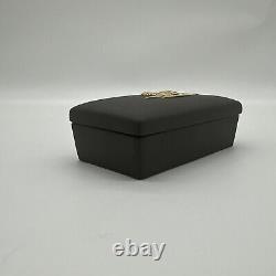 Vintage Wedgwood Black Basalt Jasperware Gilded Egyptian Motif Trinket Box