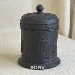 Vintage Wedgwood Black Basalt Jasperware Olympus Tobacco Jar Lidded England