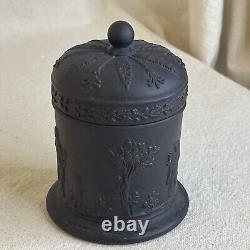 Vintage Wedgwood Black Basalt Jasperware Olympus Tobacco Jar Lidded England