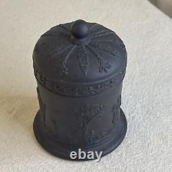 Vintage Wedgwood Black Basalt Jasperware Olympus Tobacco Jar Lidded England