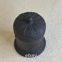 Vintage Wedgwood Black Basalt Jasperware Olympus Tobacco Jar Lidded England