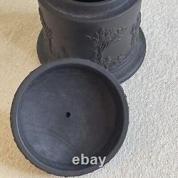 Vintage Wedgwood Black Basalt Jasperware Olympus Tobacco Jar Lidded England