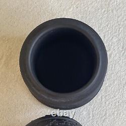 Vintage Wedgwood Black Basalt Jasperware Olympus Tobacco Jar Lidded England