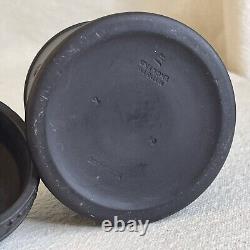 Vintage Wedgwood Black Basalt Jasperware Olympus Tobacco Jar Lidded England