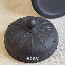 Vintage Wedgwood Black Basalt Jasperware Olympus Tobacco Jar Lidded England