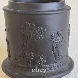 Vintage Wedgwood Black Basalt Jasperware Olympus Tobacco Jar Lidded England