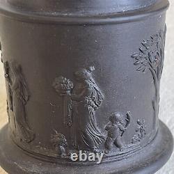 Vintage Wedgwood Black Basalt Jasperware Olympus Tobacco Jar Lidded England