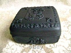 Vintage Wedgwood Black Basalt Jasperware Square Lidded Box Mint