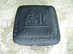 Vintage Wedgwood Black Basalt Jasperware Square Lidded Box Mint