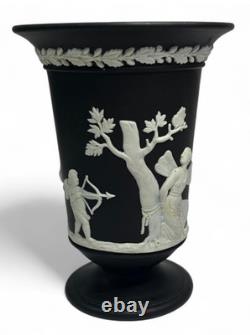 Vintage Wedgwood Black Jasperware Footed Vase