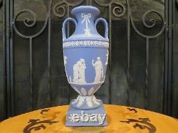Vintage Wedgwood Blue Jasper Ware 9 Tall Apollo Muses Trophy Pedestal Vase Urn