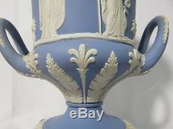 Vintage Wedgwood Blue Jasper ware Lidded Urn 11.5 Tall