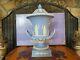 Vintage Wedgwood Blue Jasperware Campana Pedestal Urn Vase Sacrifice Figures Mib