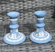 Vintage Wedgwood Blue Jasperware Candlestick Pair, Classical Relief, 1969 & 1978