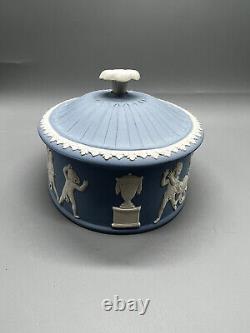 Vintage Wedgwood Blue Jasperware Ladies Oval Watercolor Paint Box
