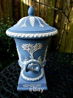 Vintage Wedgwood Blue Jasperware Lidded Urn C1995- Campagna