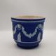 Vintage Wedgwood Blue Jasperware Planter Cachepot Lion Head Garlands England