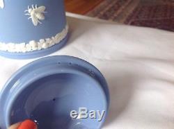 Vintage Wedgwood Blue Jasperware Rare Honey Bee Honey Pot/Jar WithLid