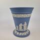 Vintage Wedgwood Blue Jasperware Vase Decorated With Figures 17.3cm High