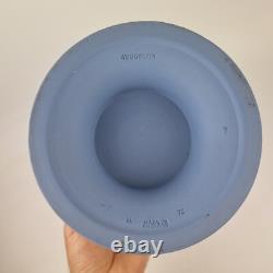 Vintage Wedgwood Blue Jasperware Vase Decorated With Figures 17.3cm High