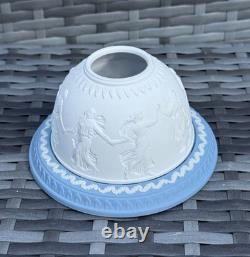 Vintage Wedgwood Blue & White Jasperware Candle Holder Dancing Hours