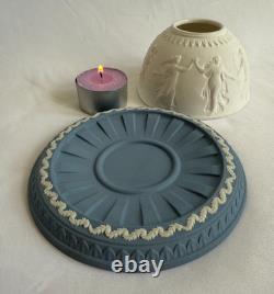 Vintage Wedgwood Blue & White Jasperware Candle Holder Dancing Hours