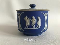 Vintage Wedgwood Bue Jasper dip lidded BONBON dish C1860-90