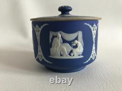 Vintage Wedgwood Bue Jasper dip lidded BONBON dish C1860-90