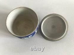 Vintage Wedgwood Bue Jasper dip lidded BONBON dish C1860-90