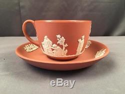 Vintage Wedgwood Circa 1957 Salmon Rose Jasperware Cup & Saucer