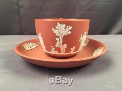 Vintage Wedgwood Circa 1957 Salmon Rose Jasperware Cup & Saucer