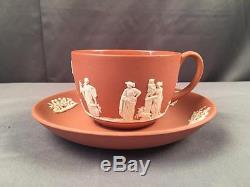 Vintage Wedgwood Circa 1957 Salmon Rose Jasperware Cup & Saucer