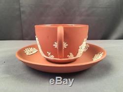 Vintage Wedgwood Circa 1957 Salmon Rose Jasperware Cup & Saucer