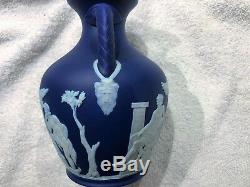 Vintage Wedgwood Cobalt Blue Dipped Jasper Ware 6 Portland Vase c. 1910 Nice