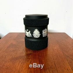 Vintage Wedgwood Cream on Black Jasperware Tea Caddy