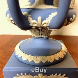 Vintage Wedgwood Cream on Pale Blue Jasperware 11 1/4 Urn Vase Sacrifice Figure
