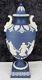 Vintage Wedgwood Dark Blue Jasperware Dancing Hours Bolted Urn Vase