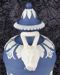 Vintage Wedgwood Dark Blue Jasperware Dancing Hours Bolted Urn Vase