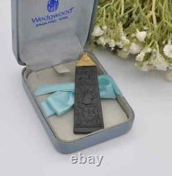 Vintage Wedgwood Egyptian Cartouche Black Jasperware Pendant in Box Egyptian