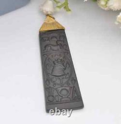 Vintage Wedgwood Egyptian Cartouche Black Jasperware Pendant in Box Egyptian