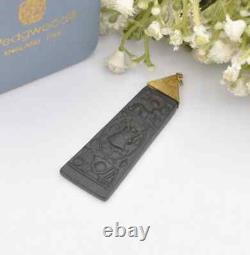 Vintage Wedgwood Egyptian Cartouche Black Jasperware Pendant in Box Egyptian