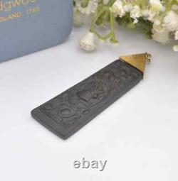 Vintage Wedgwood Egyptian Cartouche Black Jasperware Pendant in Box Egyptian