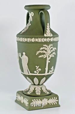 Vintage Wedgwood Green Jasperware Apollo Muses Pedestal Trophy Vase 1957