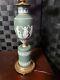 Vintage Wedgwood Green Jasperware & Brass Lamp Neoclassical Design 3 Light