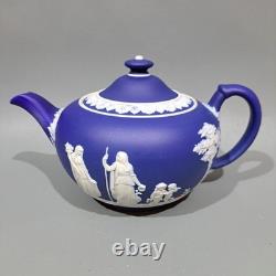 Vintage Wedgwood Jasper Ware Tea Pot Portland Blue