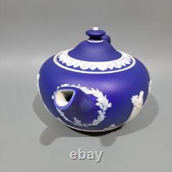 Vintage Wedgwood Jasper Ware Tea Pot Portland Blue