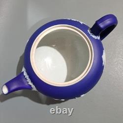 Vintage Wedgwood Jasper Ware Tea Pot Portland Blue